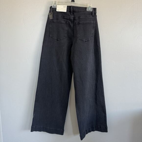 NWT a.n.a. Embellished High Rise Wide Leg Jeans Woman Sz 2 Black Onyx Rhinestone - Picture 5 of 8